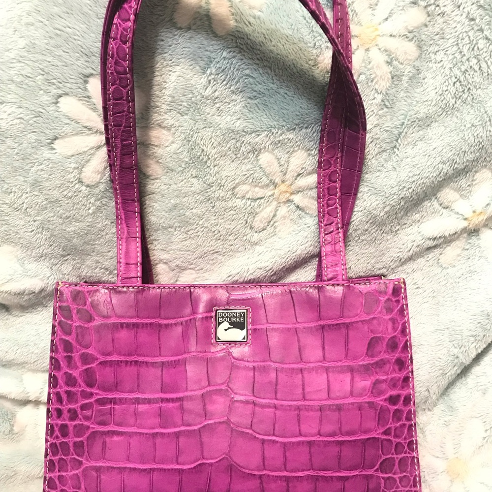 EUC Dooney & Bourke Croc-Embossed Shoulder Bag, color Orchid